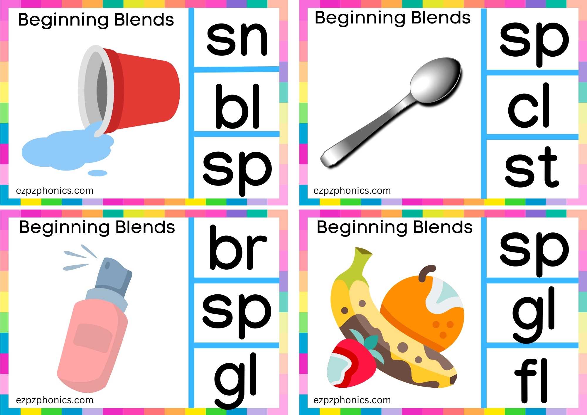 SP Beginning Blends Clip Cards Look At The Images And Clip The Correct Letters Set 1
